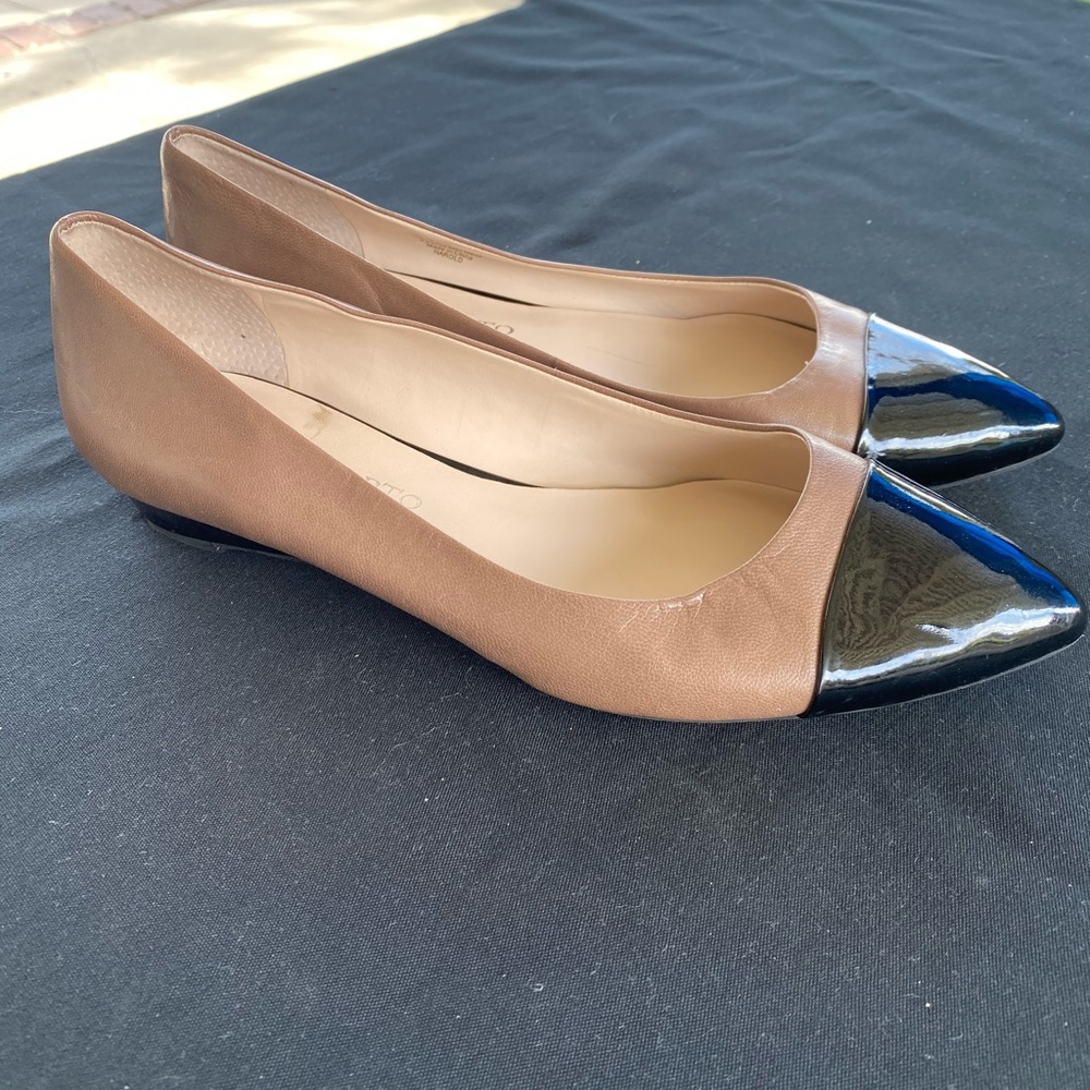 Franco Sarto black tip nude flats